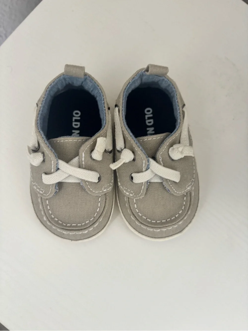 Kids Canvas Boat Shoes in Taupe with White Laces